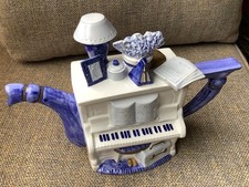 Leonardo Blue & White Piano Decorative Tea Pot.  Please see full description.