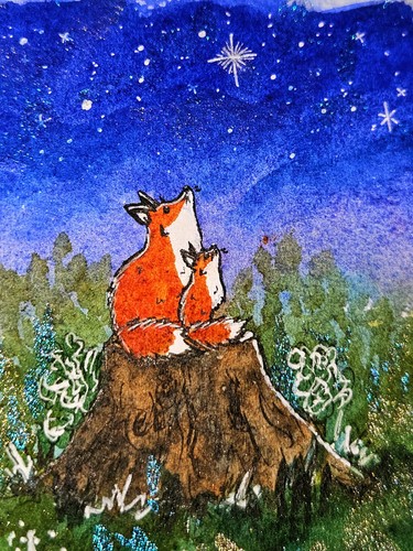Original fox watercolour - original,