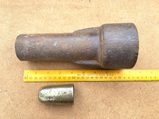 VINTAGE WOODEN FARM WAGON BRASS 'SHAFT END TIP' & A CAST METAL WHEEL BEARING