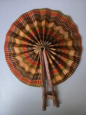 Kente African Print Cotton Tribal Red Green Blue Black Yellow Orange Folding Fan