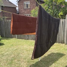 Vintage Pair Sleeping Bags 70s Retro Camping Brown & Orange His & Hers VW Camper