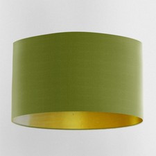 Olive Green Velvet Handmade Lampshade with Brushed Gold Lining
