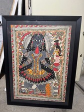 Framed Madhubani Folk Art – Goddess Kali (0.80m x 0.62m, Handmade in India)