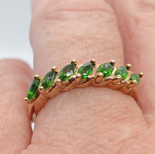 Fully Hallmarked 9ct Yellow Gold & Chrome Diopside Eternity Ring Size N 1/4