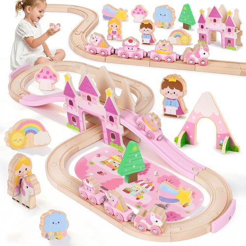 New wooden train set track - new,