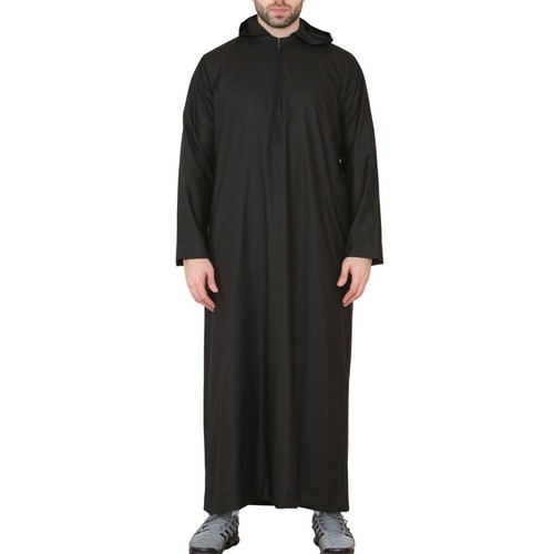 Mens black hooded thobe - black, jubba