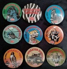 Vintage WWF - 9 x Golden Wonder Crisps 1981 Operation Survival Metal Pin Badges