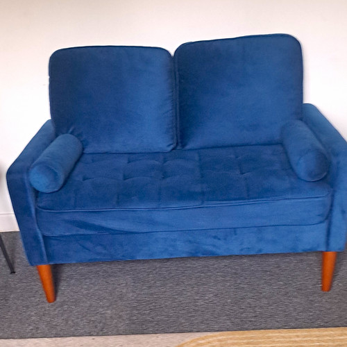 Blue velvet seater sofa - blue,
