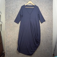 Oska Dress Womens Size UK 8-10 Navy Blue Stretch Balloon Asymmetrical Lagenlook
