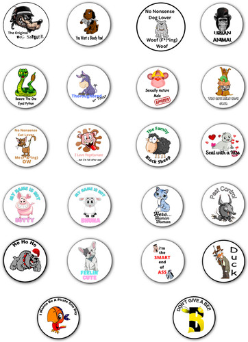Animals 25mm badges fun - animals,