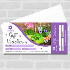 Garden Centre Gardening Gardener Landscaping Purple Swirl Business Gift Voucher
