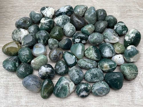 Moss agate tumbled - tumbled, stones