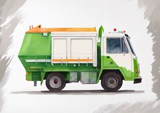 A4 - Dustbin Lorry Bin Lorry Garbage Truck Poster Print Wall Art Home Decor Kids