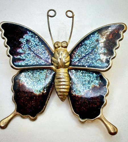 Vintage enamel butterfly - enamel,