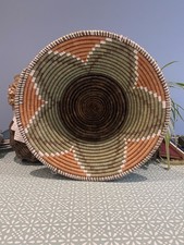 Vintage Handmade Wicker Rattan Fruit Bowl Dish Shallow Retro Basket