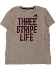 ADIDAS Boys Three Stripes Graphic T-Shirt Top 10-11 Years Medium  Grey FK14