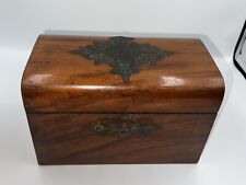 Vintage Stunning Wooden Twin Tea Caddy Box Lockable Key Metal Finish