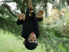  Hanging Garden Monkey Ornament Climbing Rope Tree Statue Sculpture Ornaments