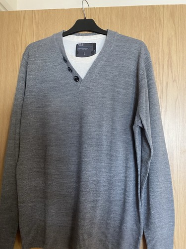 Men next grey green jumper - men's,