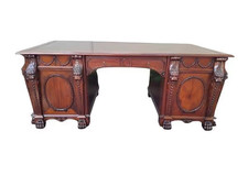 William IV Carved Teak wood Partners Desk