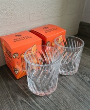 2x New Boxed Monkey Shoulder Ribbed Swirl Whisky Tumbler Glass Embossed Logo 