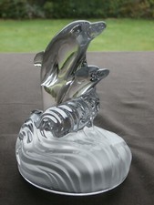 RCR Dolphin & Calf Glass Figurine -  Ex Cond
