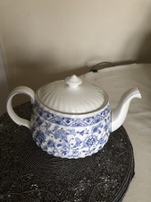 Minton Shalimar Fine Bone China Teapot with Blue Floral Design New No Box