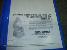 Lockformer 24-S Band Saw Parts Catalog & Owner Operator Instruction Manual