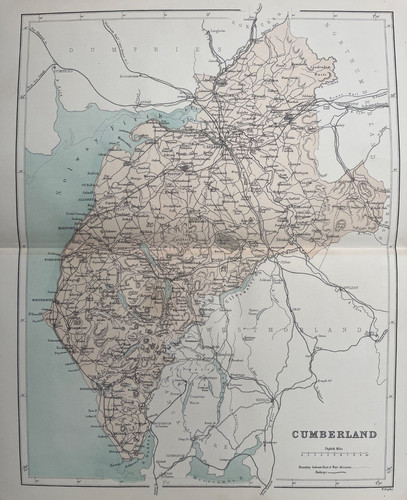 1868 antique map cumberland - 1868,