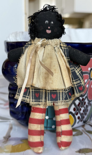 Vintage folk art - black, rag