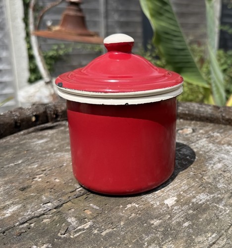 Vintage red and cream enamel - and,