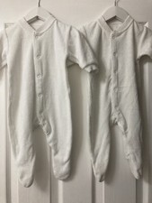 NEW UPLOAD?  4 VINTAGE Terry Towelling Unisex Babygros Sleepsuits 0-3 Months