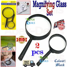 Magnifying Glass Set x 2 Magnifier Reading Large Lenses Handheld Pocket Eye Aid