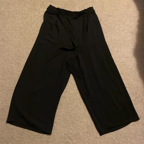 Black wide leg - black, cropped