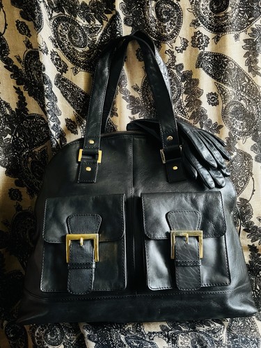 Large jet black - large, leather