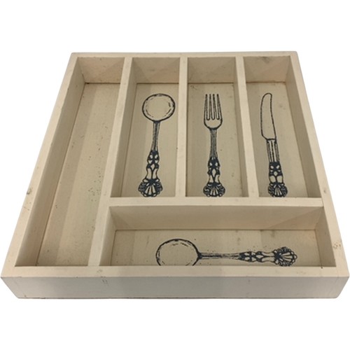 Vintage wooden cutlery - wooden, tray