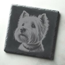 West Highland White Terrier Dog Engraved Slate Coaster, Present Gift