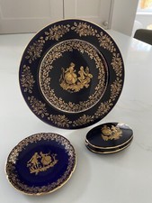La Reine Limoges Vintage Navy & Gold Porcelain Ornament - Very Good Condition