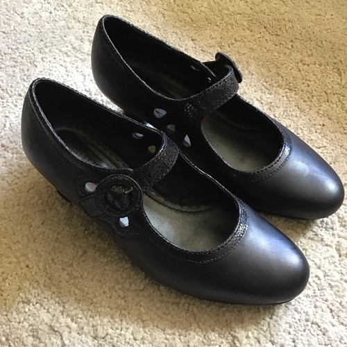 Hotter black leather mary - leather, jane