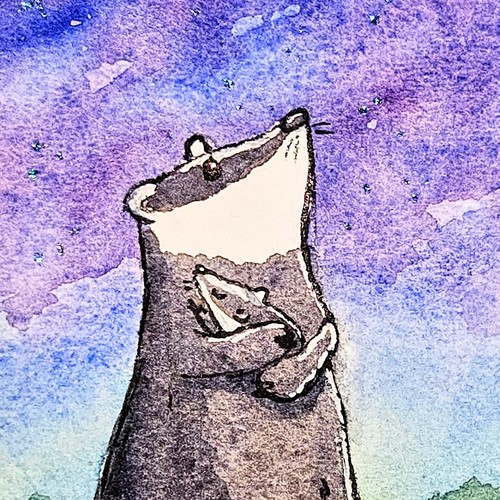 Badger baby moon star art - moon,