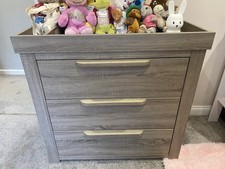 Mama and Papas Set of 3 Cotbed Changing Table with Draws and Wardrobe Grey