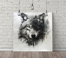 BLACK WHITE WOLF FOREST