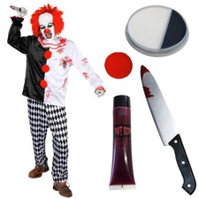MEN'S KILLER CLOWN ADULTS HALLOWEEN FANCY DRESS COSTUME HORROR CIRCUS EVIL SCARY
