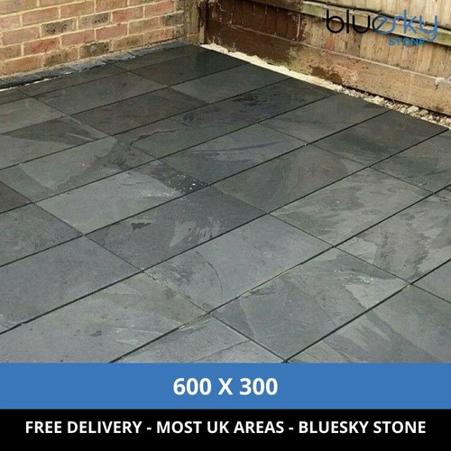 Black slate paving patio - black,