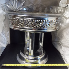 Chromium Plated  Glass 1900s Centrepiece Setting Bowl GAB NS With Chrome Columns