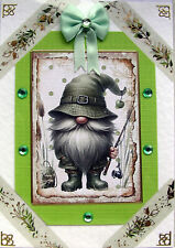Fishing Gnome - Hand Crafted Decoupage Greeting Card - Blank (2678)