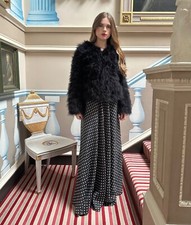 Brand New Vintage Style Black Feather Marabou Long Sleeve Ladies Jacket