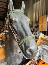 NEW LEATHER PADDED COMFORT BRIDLE GREEN COLOUR PADDING CONTRAST STITCHING