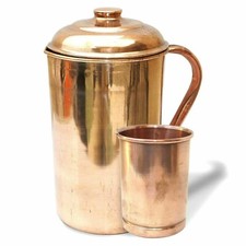 Copper Water Jug with Glass