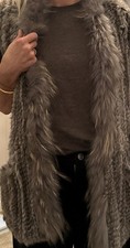 Rabbit Fur Knitted Festival Boho Vest Gilet No Size Will Fit Up To Size 14